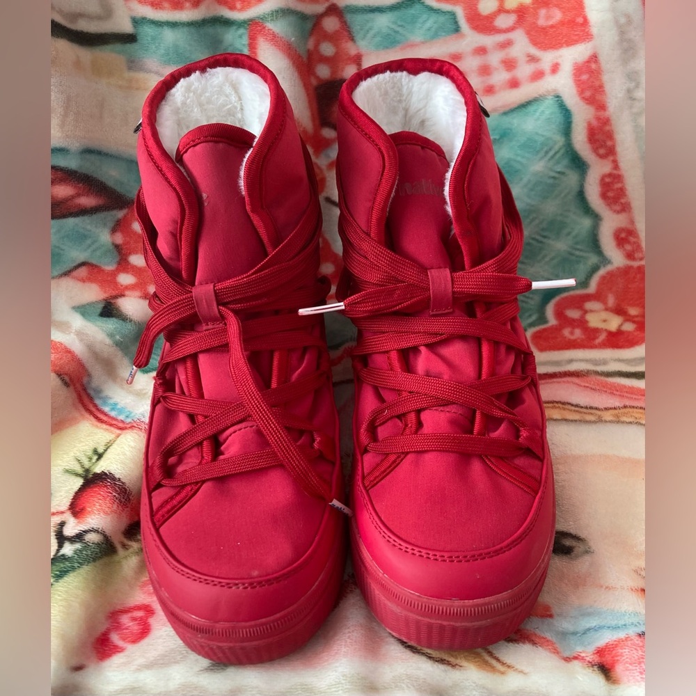 Native Red and White Furry Lined Boots
